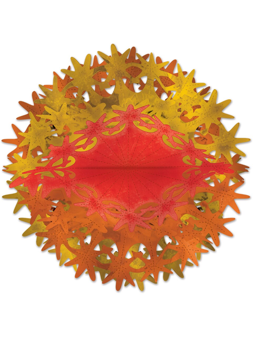 12" Gold Orange Red Star Ball Burst Wall Ceiling Hangers Danglers Decoration